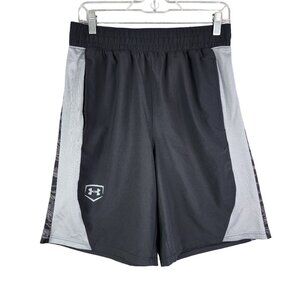 Mens Under Armour Loose Fit Shorts Black Gray Camo Athletic 10" Inseam Size M